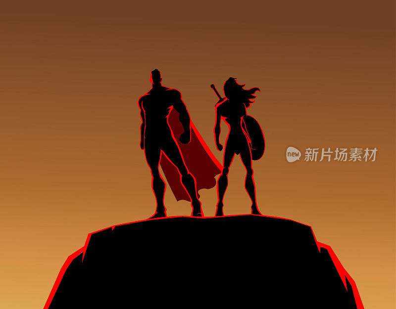 Vector Superhero Couple Silhouette